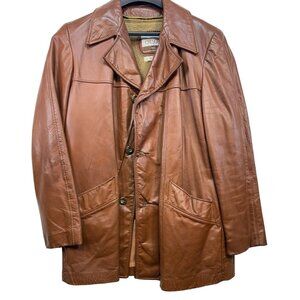 Vintage Cresco By Puritan Mens Brown Leather Jacket Size 44L With Lining & Pocke